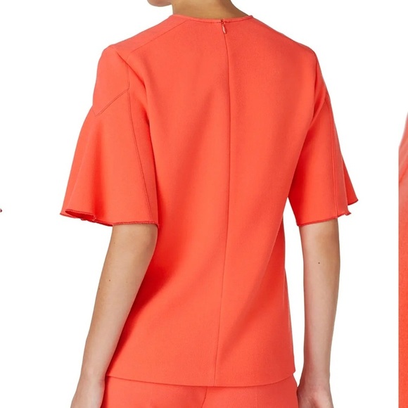Victoria Victoria Beckham Flounce Hem Sleeve Top coral size 4 - Picture 3 of 8